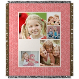 50x60 Photo Woven Throw with Arrow Tails Coral Pearl design