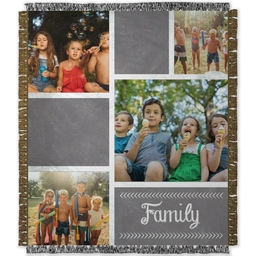 50x60 Photo Woven Throw with Chalkboard Family Collage design