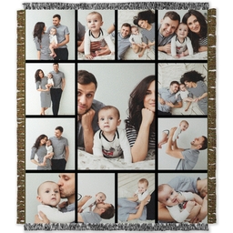 50x60 Photo Woven Throw with Custom Color Photo Grid design