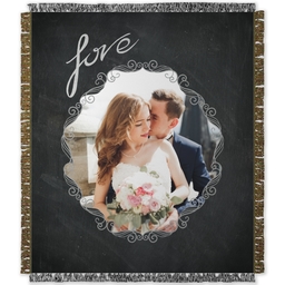 50x60 Photo Woven Throw with Elegant Chalkboard Love design