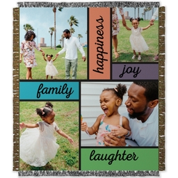 50x60 Photo Woven Throw with Family Happiness design