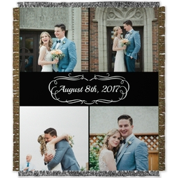 50x60 Photo Woven Throw with Family Scroll design