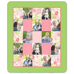 50x60 Sherpa Fleece Photo Blanket with Floral Patchwork design