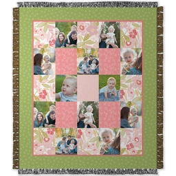50x60 Photo Woven Throw with Floral Patchwork design