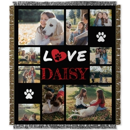 50x60 Photo Woven Throw with Love Paw Heart design