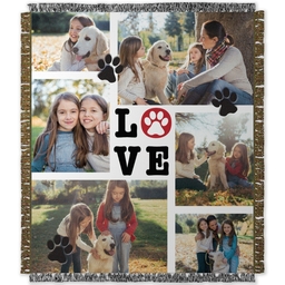 50x60 Photo Woven Throw with Love Paw Prints design