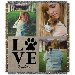 50x60 Photo Woven Throw with Natural Pet Love design