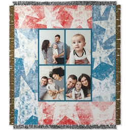 50x60 Photo Woven Throw with Red White and Blue design