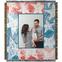 50x60 Photo Woven Throw with Red White and Blue Overthrow design