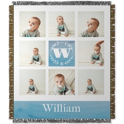 50x60 Photo Woven Throw with Watercolor Monogram (Multiple Options) design