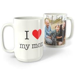 White Photo Mug, 15oz with I Heart My Mom design