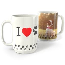White Photo Mug, 15oz with Love Pets design