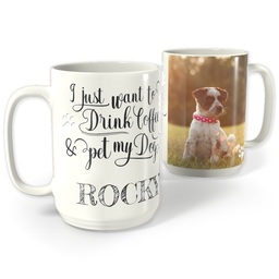 White Photo Mug, 15oz with Pet My Dog design