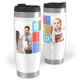 14oz Personalized Travel Tumbler with Dad Blocks design
