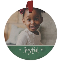 Maple Ornament - Round with Joyful design