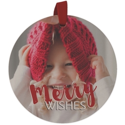 Maple Ornament - Round with Merry Wishes design