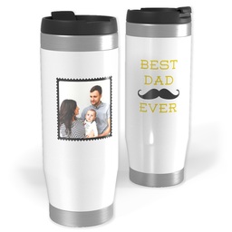 14oz Personalized Travel Tumbler with Moustache design