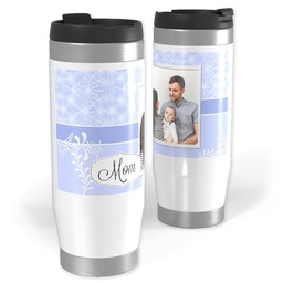 14oz Personalized Travel Tumbler with New Mom Purple Lace design