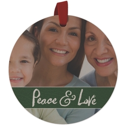 Maple Ornament - Round with Peace & Love design