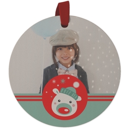 Maple Ornament - Round with Polar Greeting design