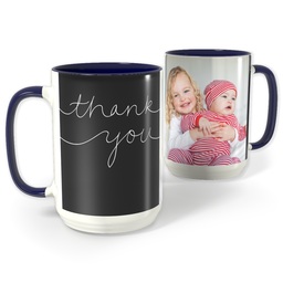 Blue Photo Mug, 15oz with Flowing Gratitude design