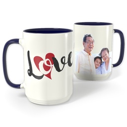 Blue Photo Mug, 15oz with Love Hearts design
