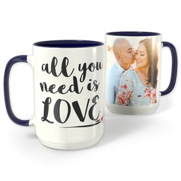Blue Photo Mug, 15oz with Need Love design