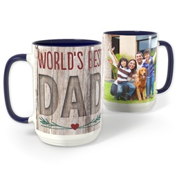 Blue Photo Mug, 15oz with World's Best Natural Dad design