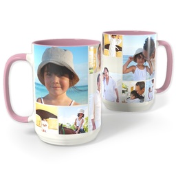 Pink Photo Mug, 15oz with Collage Nine design