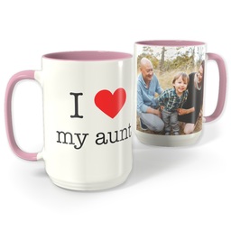 Pink Photo Mug, 15oz with I Heart My Aunt design