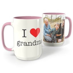 Pink Photo Mug, 15oz with I Heart My Grandma design
