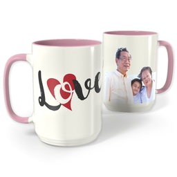 Pink Photo Mug, 15oz with Love Hearts design