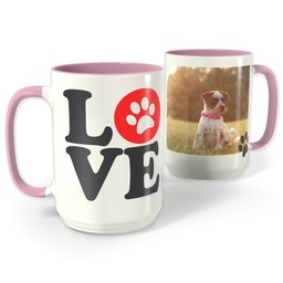 Pink Photo Mug, 15oz with Love Paws design