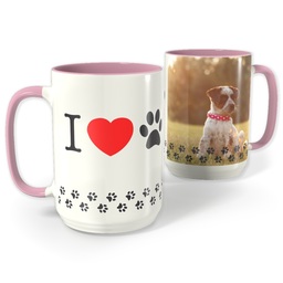 Pink Photo Mug, 15oz with Love Pets design