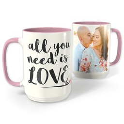 Pink Photo Mug, 15oz with Need Love design