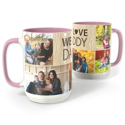 Pink Photo Mug, 15oz with Wood Dad design