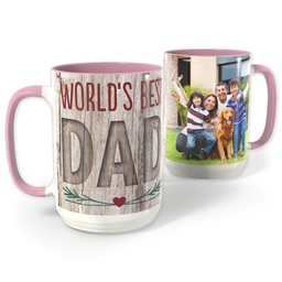 Pink Photo Mug, 15oz with World's Best Natural Dad design