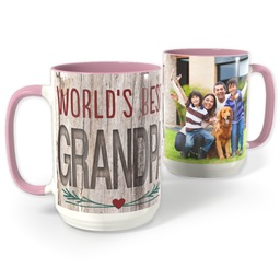Pink Photo Mug, 15oz with World's Best Natural Grandpa design