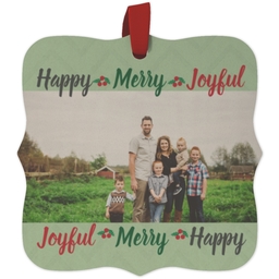 Maple Ornament - Fancy Brackets with Holiday Words design