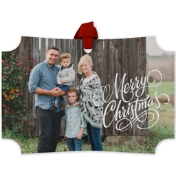 Personalized Metal Ornament - Modern Corners with Merry Christmas design