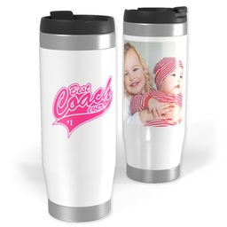 14oz Personalized Travel Tumbler with Best Coach Pink design