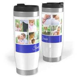 14oz Personalized Travel Tumbler with Blue Bar design
