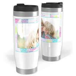 14oz Personalized Travel Tumbler with Flower Frame design
