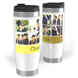 14oz Personalized Travel Tumbler with Gold Bar design