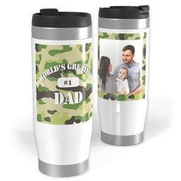 14oz Personalized Travel Tumbler with Greatest Dad Camo design