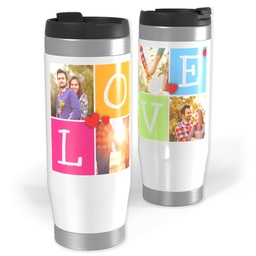 14oz Personalized Travel Tumbler with Heart Blocks Love design