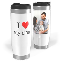14oz Personalized Travel Tumbler with I Heart My Mom design