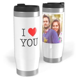 14oz Personalized Travel Tumbler with I Heart You design