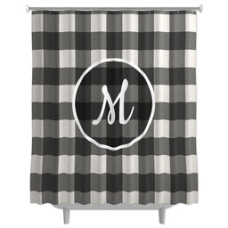 Photo Shower Curtain with Buffalo Check Monogram design