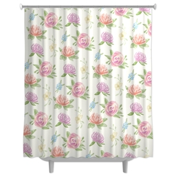 Photo Shower Curtain with Cream Floral design